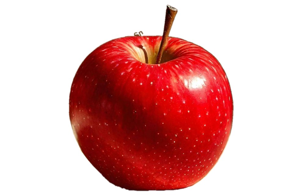 Edited photo: the same apple with the background removed